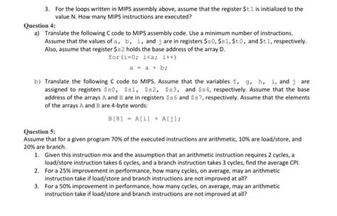 Solved Question Assume The Following Mips Code Assume Chegg