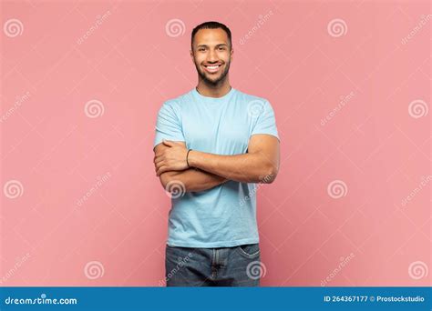 Confident Man Portrait Of Happy African American Guy Standing With