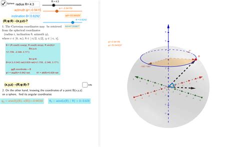 Visualizing plotting points on a sphere R φ θ x y z and x y z R