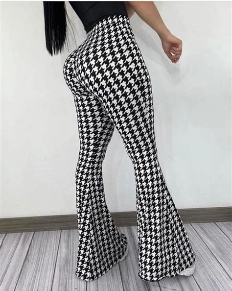 High Waist Houndstooth Flare Leg Pants Artofit