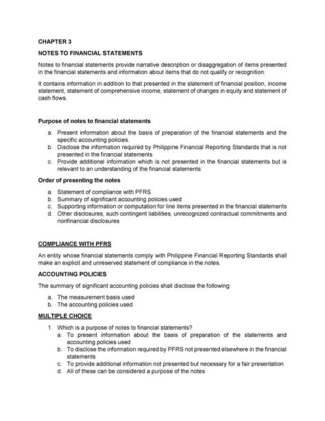 Chapter 3 Notes To Financial Statements 4328 Chapter 3 Notes To Financial Statements Notes To