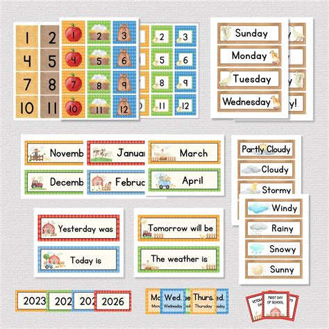 FARM THEME CLASSROOM Calendar, Printable Farm Calendar Bulletin Board ...