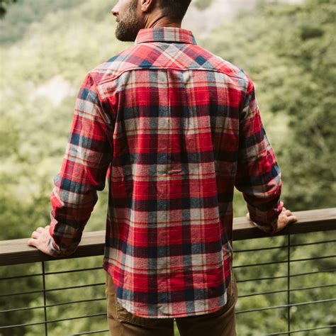 Mens Red Plaid Workshirt Flannel By Buffalo Jackson Trading Co