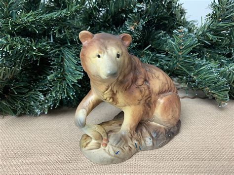 Vintage Enesco Brown Bear Figurine E 5343 Etsy Bear Figurine Brown