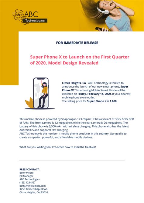 Product Launch Press Release Template Pdf Templates Jotform