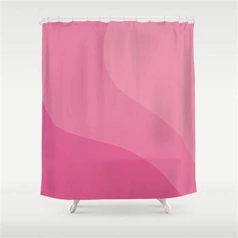 Buy Simple Waves Pink Shower Curtain By Laec Worldwide Shipping