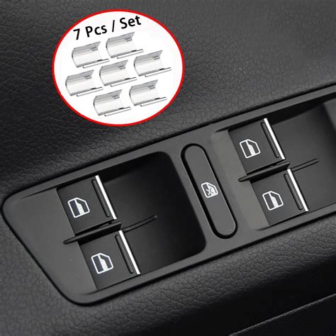 ABS Chrome Car Door Window Lift Button Switch Sequin Trim For Skoda