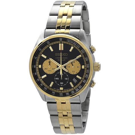 Seiko Chronograph Quartz Black Dial Mens Watch Ssb430p1