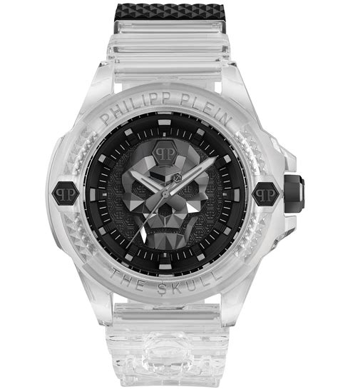 Philipp Plein Men S The Kull Synthetic Quartz Analog Clear Silicone