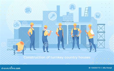 Construction Of Turnkey Country Houses Service Stock Vector