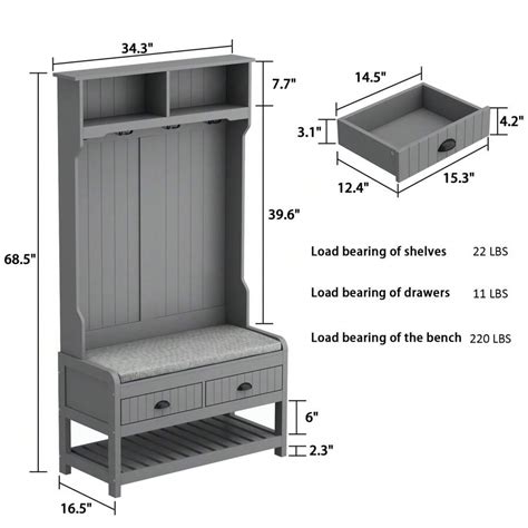 Modern Hall Tree With Storage Bench 4 In 1 Entryway Bench With Coat