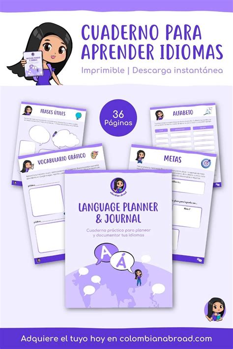 Language Planner Journal Cuaderno De Idiomas Colombian Abroad