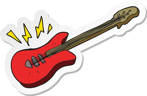 pegatina de una guitarra eléctrica de dibujos animados 12162239 Vector