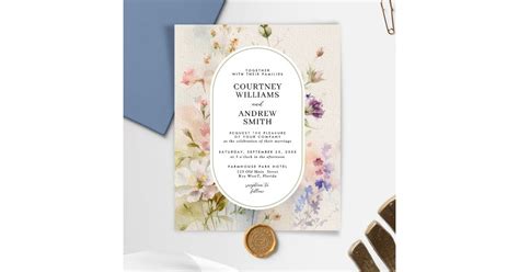 Budget Rustic Wildflowers Wedding Invitation Zazzle