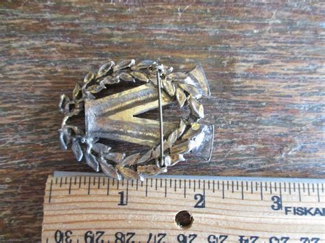 Wwii V For Victory Pin Pot Metal Rhinestone V Brooch Etsy