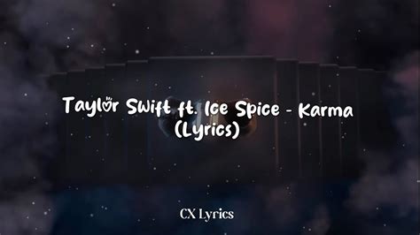 Taylor Swift Ft Ice Spice Karma Lyrics Youtube