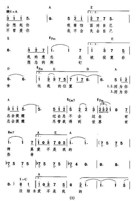 爱 莫文蔚 歌谱 简谱