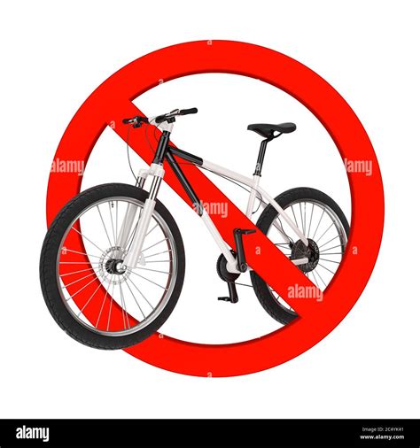 Black And White Mountain Bike In Prohibition Red Circle On A White