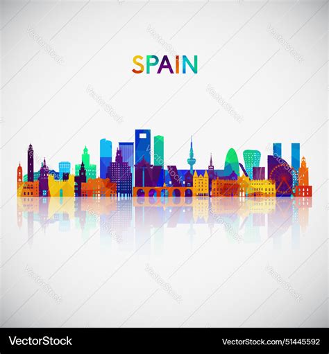 Spain Skyline Silhouette In Colorful Geometric Vector Image