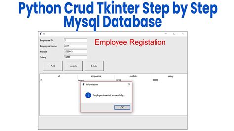 Python Crud Tkinter Step By Step Mysql Database Youtube