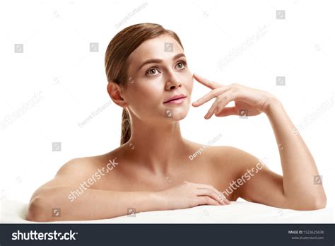 Portrait Beautiful Half Naked Woman Touching Stock Photo Edit Now