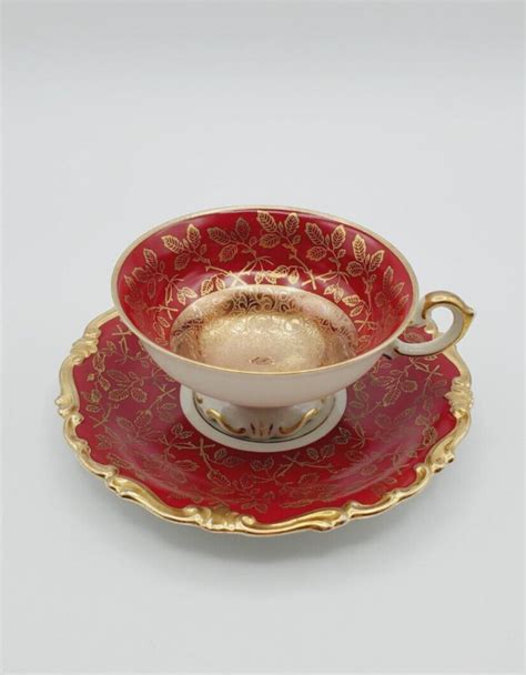 Vinatge Cup Saucer By AL KA Kunst Kronach In Burgundy Gold EBay