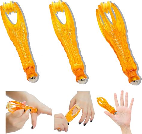 Yeesabella 3 Pcs Acupressure Finger Massager Finger Rings Rolling Hand Massager Set