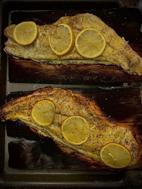 Homemade Cedar Plank Grilled Redfish On The Half Shell Rfood