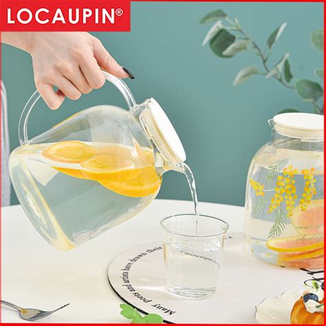 Locaupin Ml Borosilicate Glass Bottle Pitcher Glass With Filter