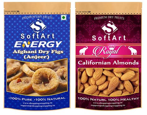 SoftArt Dry Fruits Combo Of Anjeer Californian Almonds 250g Each