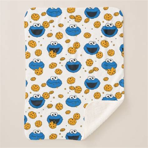 Cookie Monster C Is For Cookie Pattern Sherpa Blanket