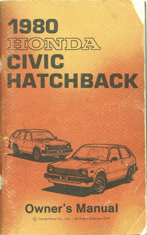 1980 Honda Civic Hatchback Owner S Manual Original Good Soft Cover