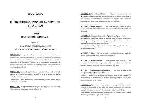 Ley Procesal Penal LEY N 1851 O CDIGO PROCESAL PENAL DE LA