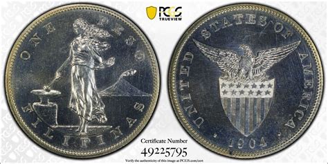 1904 Proof Usaphilippines Territorial 1 Peso Coin Silver Pcgs