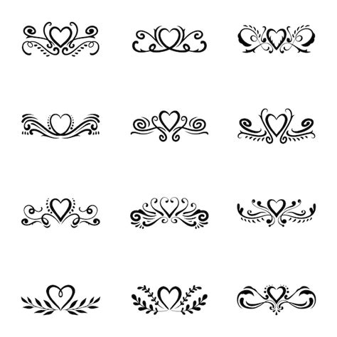 Premium Vector Set Of Heart Flourish Vector