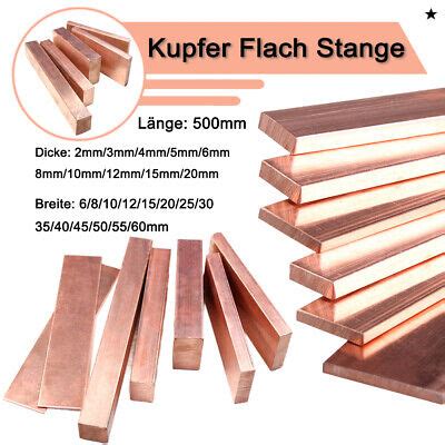 T Kupfer Streifen Flach Stange Cu Kupfer Flachstab St Rke Mm Mm