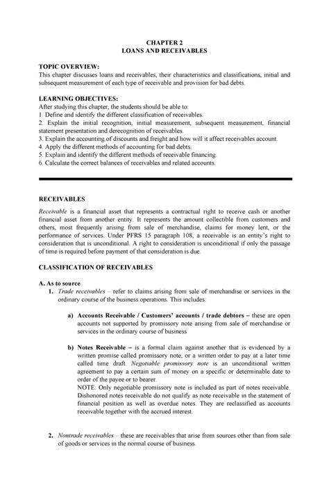 Chapter Loans And Receivables Chapter Loans And Receivables Topic