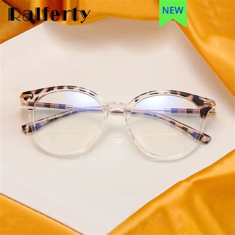 Ralferty High Quality Eyeglass Frames Women Chic Round Prescription Glasses Trend Anti Glare