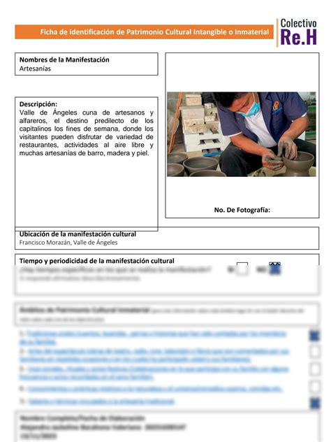 SOLUTION Ficha De Patrimonio Cultural Inmaterial O Intangible Re H