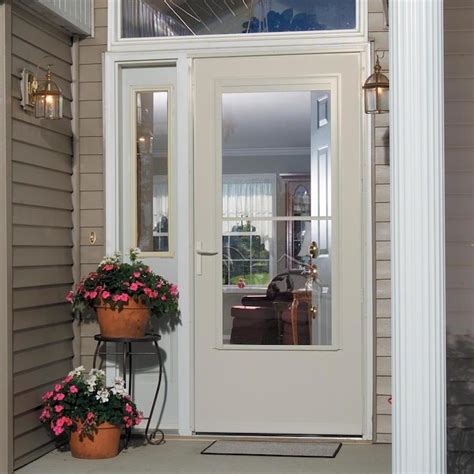 Larson Concord White Mid View Tempered Glass Retractable Wood Core Storm Door Common 32 In X