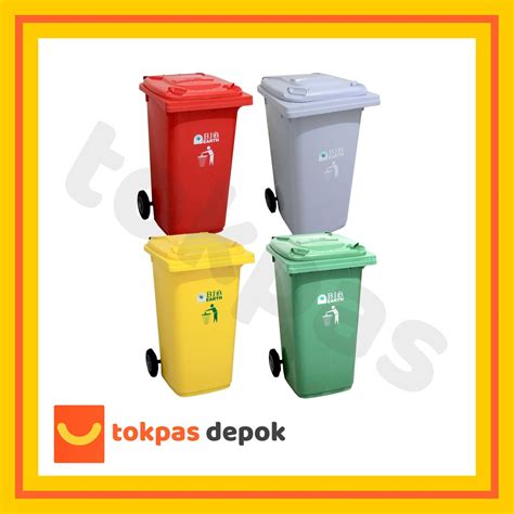 Jual Tempat Sampah Segi Roda Dorong Besar Dustbin Bio 240 Liter Green