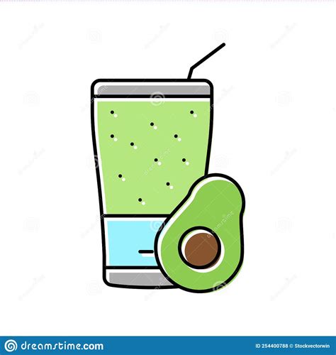 Avocado Smoothie Fruit Juice Food Color Icon Vector Illustration Stock