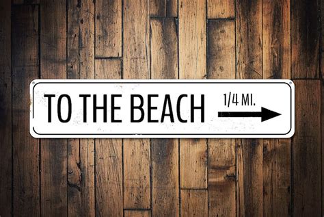 To The Beach Sign Custom Mileage Sign Ocean Direction Sign Etsy