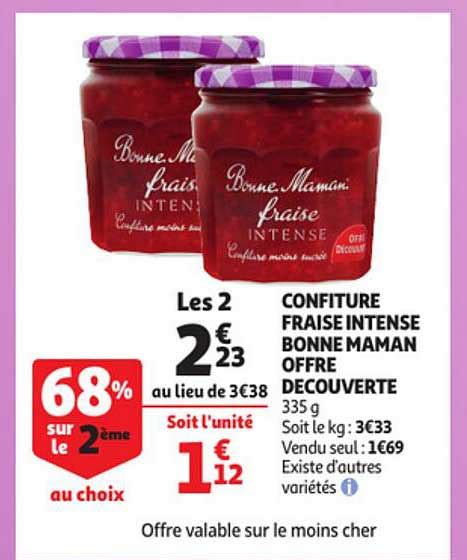 Promo Confiture Fraise Intense Bonne Maman Offre Découverte chez Auchan