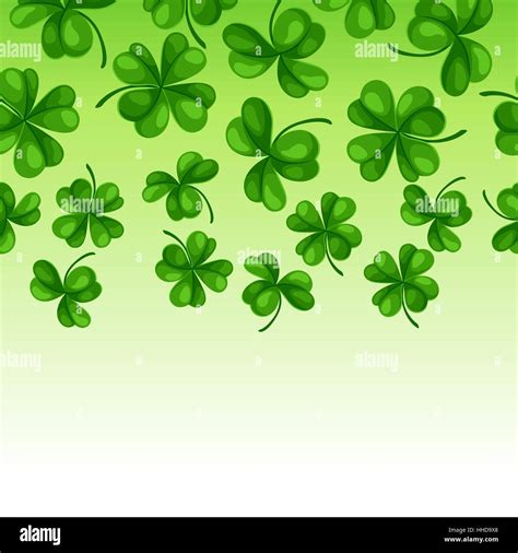 Saint Patricks Day Seamless Border Green Clover Shamrock And The Four