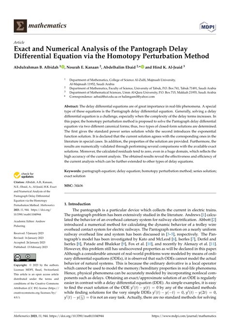 Pdf Exact And Numerical Analysis Of The Pantograph Delay Differential