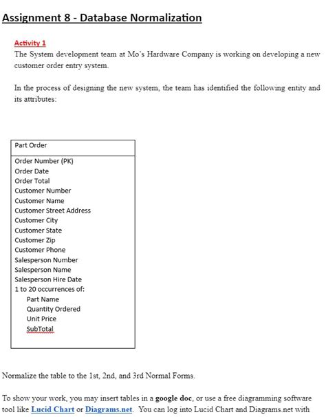 Solved Please Provide Tables For 1st Normalization Chegg