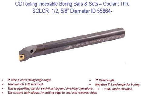 Sclcr Indexable Boring Bars Coolant Thru Inch Diameter Id