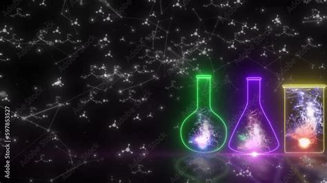 Chemistry Background With Liquid Bottle Chemistry Formula Structure