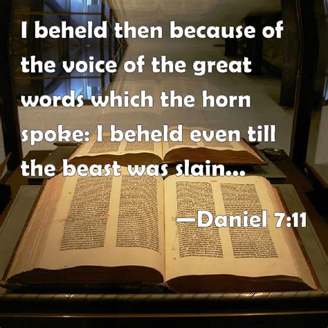 Daniel 7:11 I beheld then because of the voice of the great words which ...